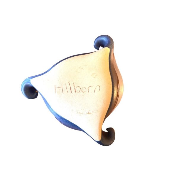 Hilborn Pottery Bowl Small Blue Signed Hand Made Pinched Rolled Canada - Picture 6 of 6